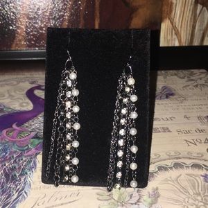 Long chain sequence  earrings.